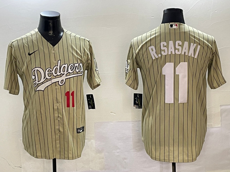 Men Los Angeles Dodgers #11 R Sasaki cream 2025 MLB nike jersey style 21->los angeles dodgers->MLB Jersey